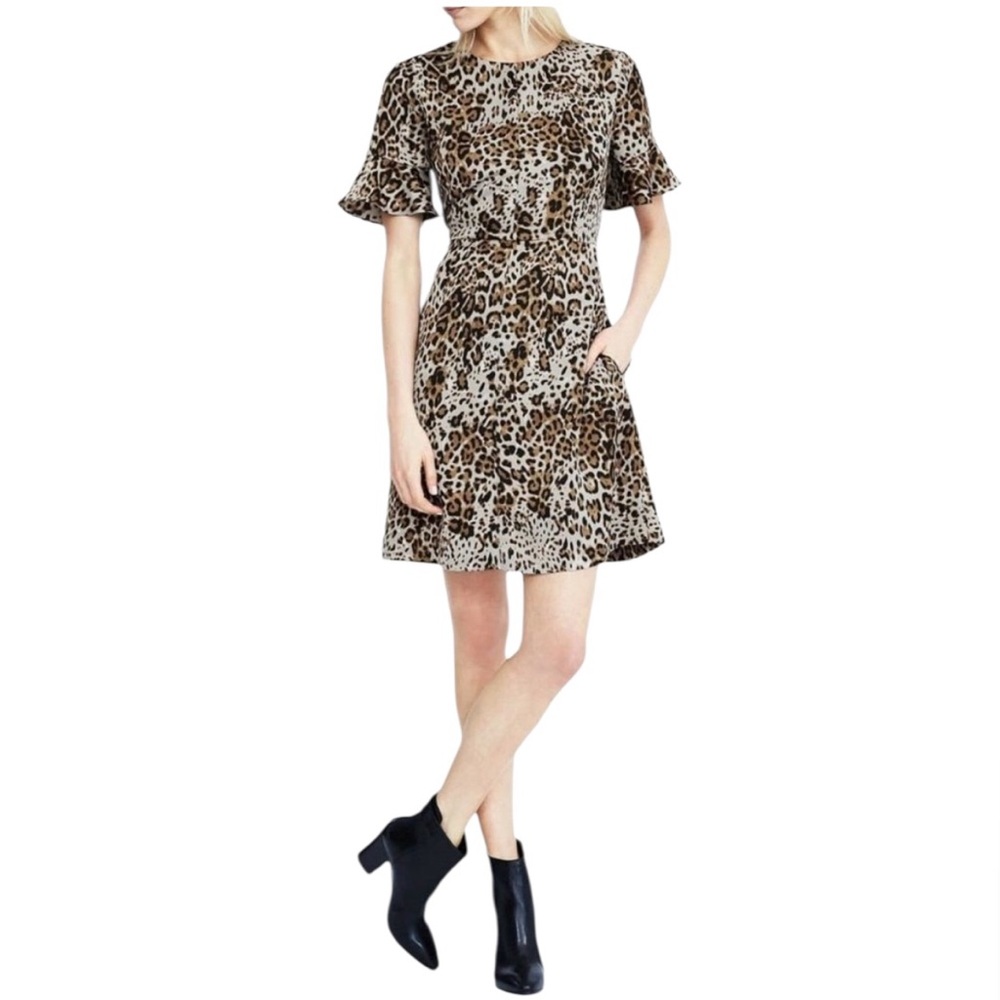 Banana Republic Animal Print Mini Dress with Flutter Sleeves